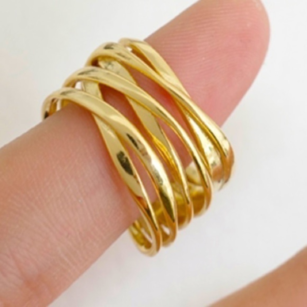 NEW 18k vermeil Infinity Adjustable Ring Classic Layered OpenSize